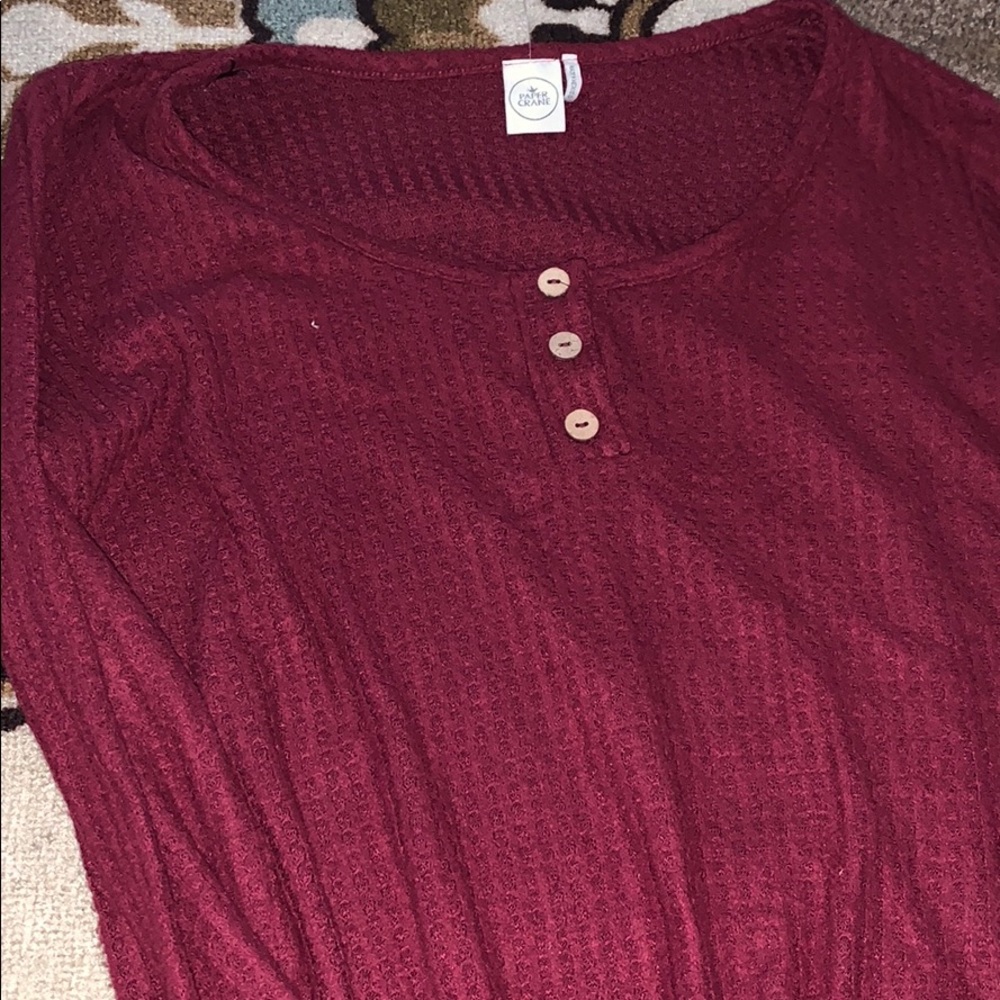 Maroon long sleeve with 3 buttons